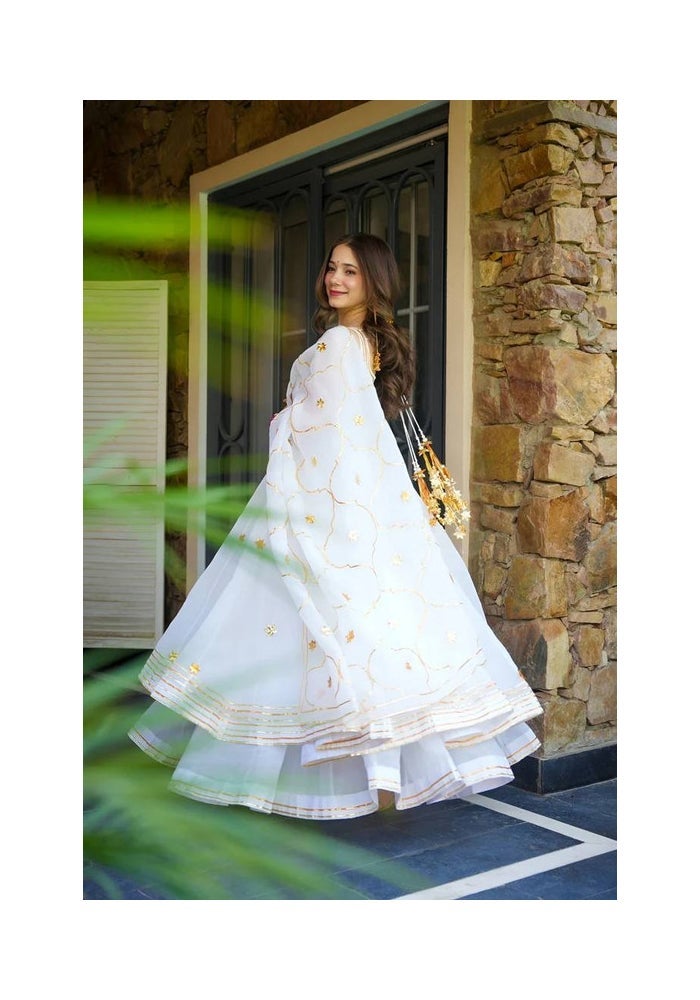 Malishka Export White Faux Georgette Anarkali Salwar Suit for Women - Image 4
